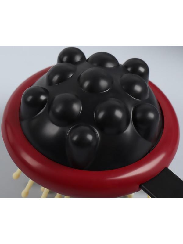 Массажёр-чесалка «Отдых», двусторонний, универсальный, 35 × 6 × 8 см, цвет красный/чёрный