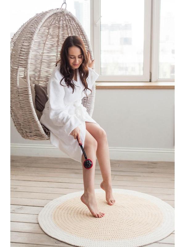 Массажёр-чесалка «Отдых», двусторонний, универсальный, 35 × 6 × 8 см, цвет красный/чёрный