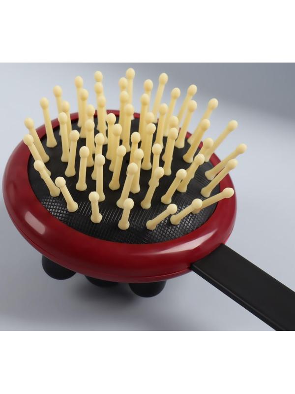 Массажёр-чесалка «Отдых», двусторонний, универсальный, 35 × 6 × 8 см, цвет красный/чёрный