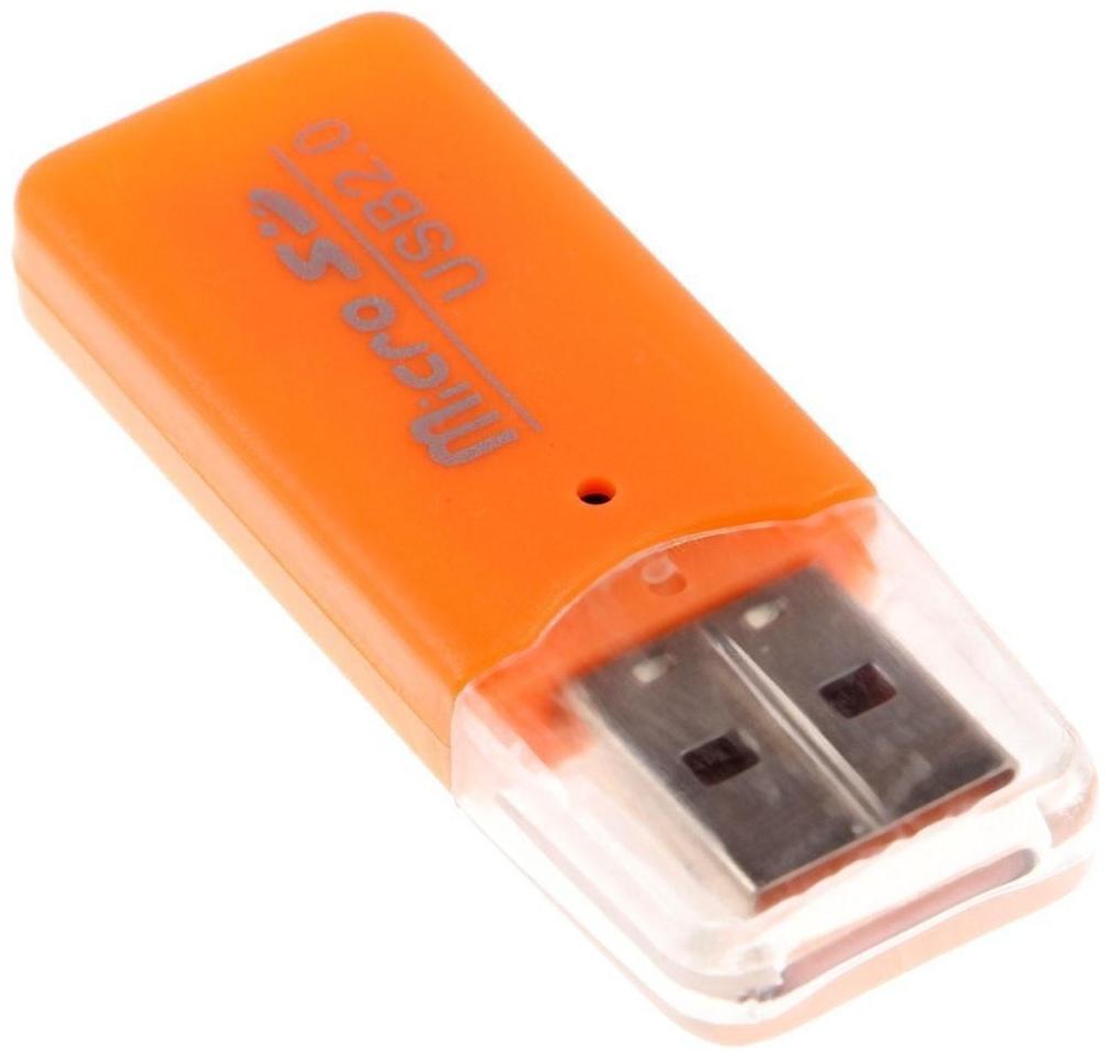 Картридер LuazON V-914 мини, для Micro-SD, USB, МИКС