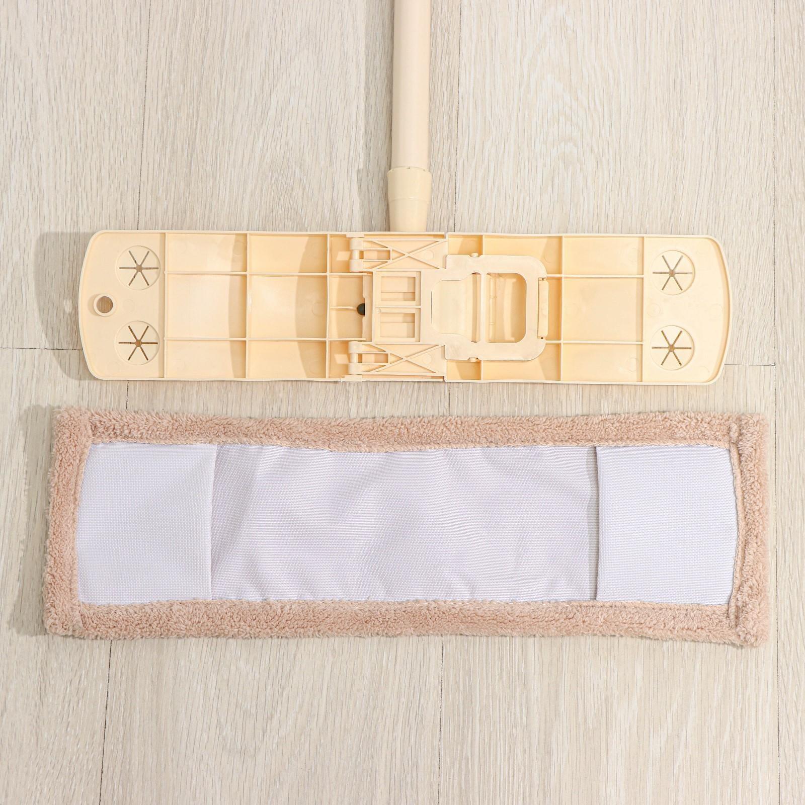Швабра для мытья пола плоская Доляна, насадка микрофибра 42×12 см, 50 гр, металлическая ручка 119 см, цвет МИКС