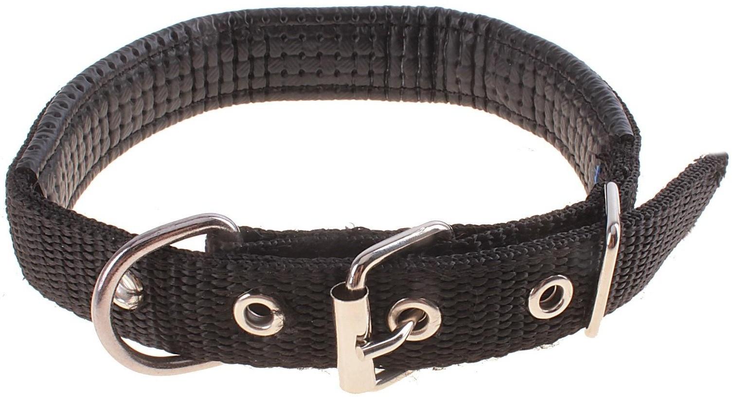 Ошейник «Комфорт» комбинированный, искусственная кожа, чёрный, 45 х 2 см