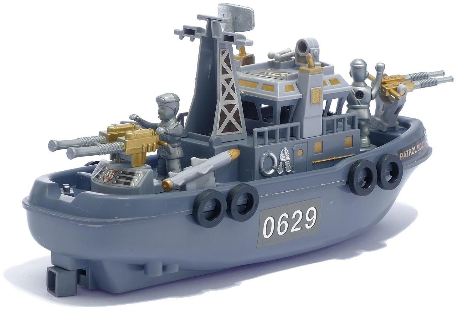 Детский корабль «Морской патруль», работает от батареек, световые и звуковые эффекты