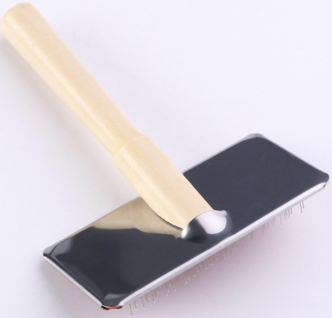 Пуходерка Wood средняя с каплями, деревянная ручка, 9 х 12 см