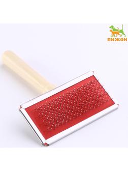 Пуходерка Wood средняя с каплями, деревянная ручка, 9 х 12 см