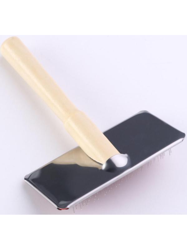 Пуходерка Wood средняя с каплями, деревянная ручка, 9 х 12 см