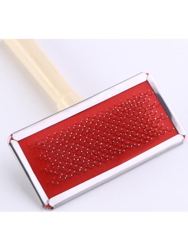 Пуходерка Wood средняя с каплями, деревянная ручка, 9 х 12 см