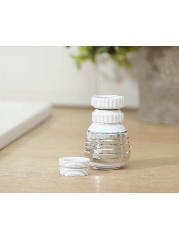 Поворотная насадка на кран, d=1,5 см, с изменяемым углом наклона и изменяемой интенсивностью струи, с сеткой