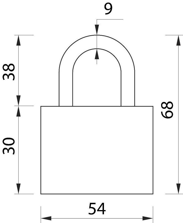 Замок навесной, тип 8, 60 мм, короткая дужка d= 9 мм,