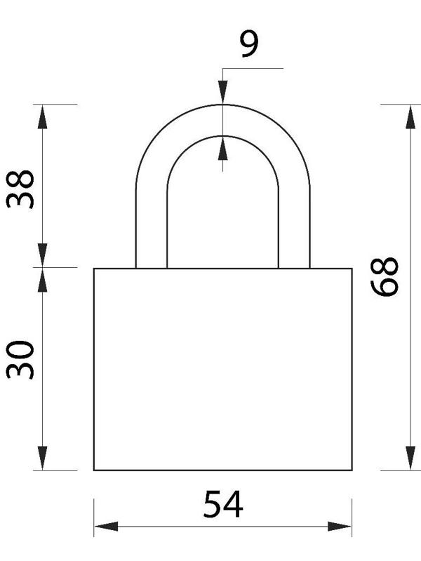 Замок навесной, тип 8, 60 мм, короткая дужка d= 9 мм,