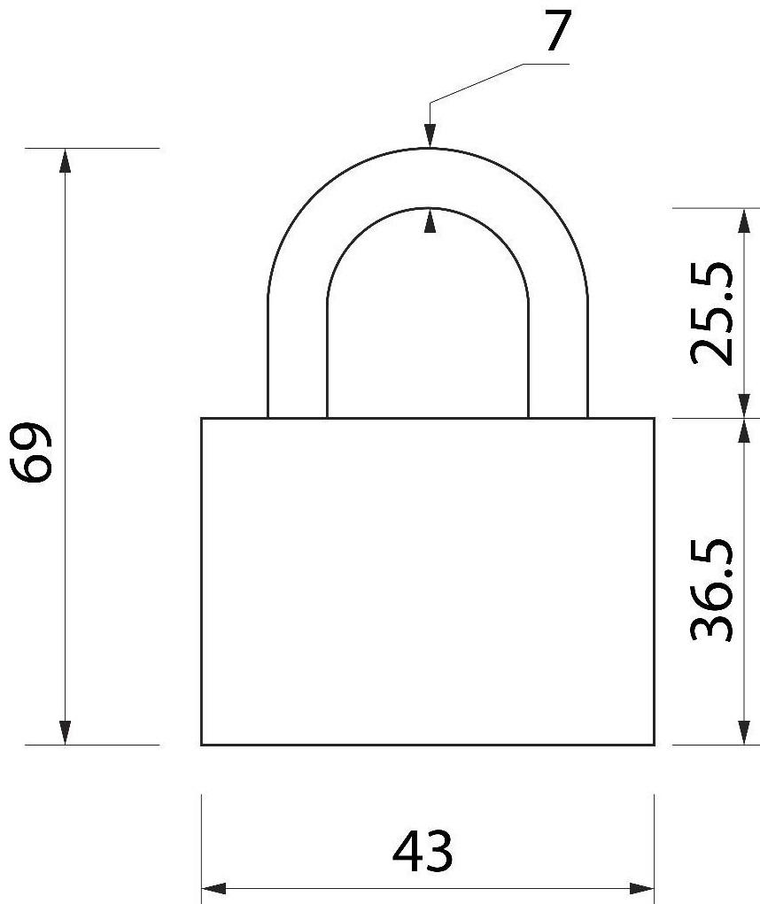 Замок навесной, 42х66 мм, 3 ключа