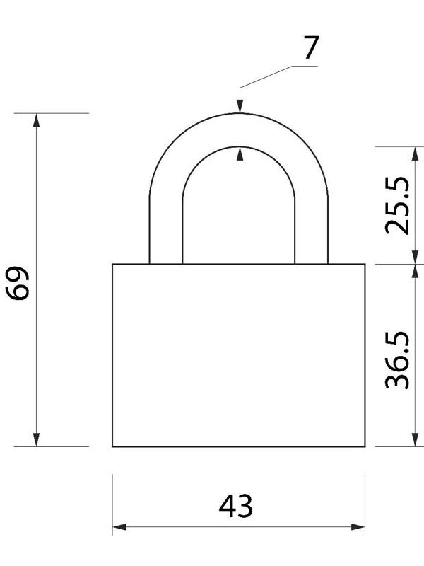 Замок навесной, 42х66 мм, 3 ключа