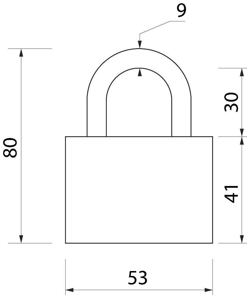 Замок навесной, 52х80 мм, 3 ключа