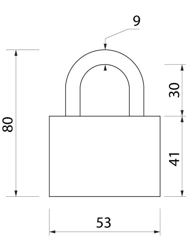 Замок навесной, 52х80 мм, 3 ключа