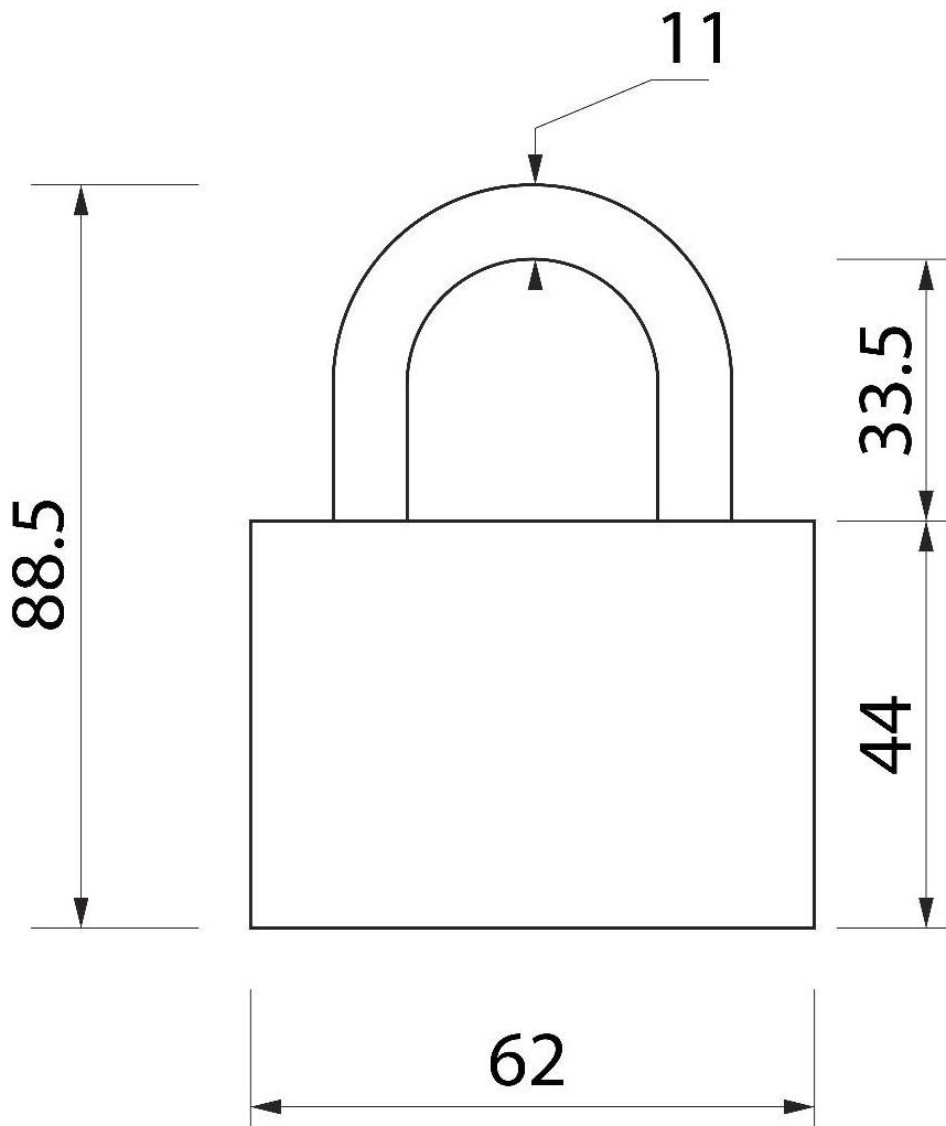 Замок навесной, 60х90 мм, 3 ключа