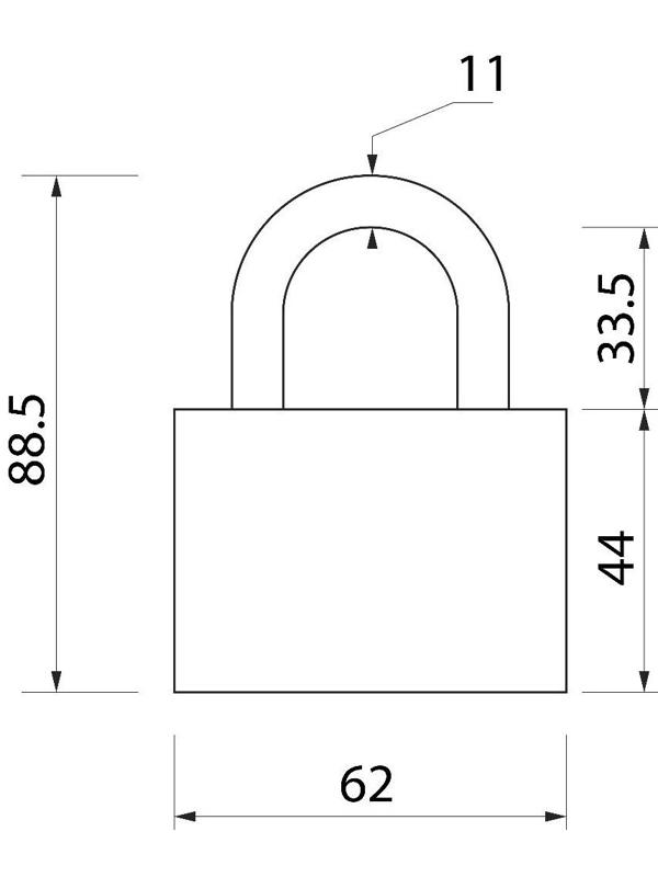 Замок навесной, 60х90 мм, 3 ключа