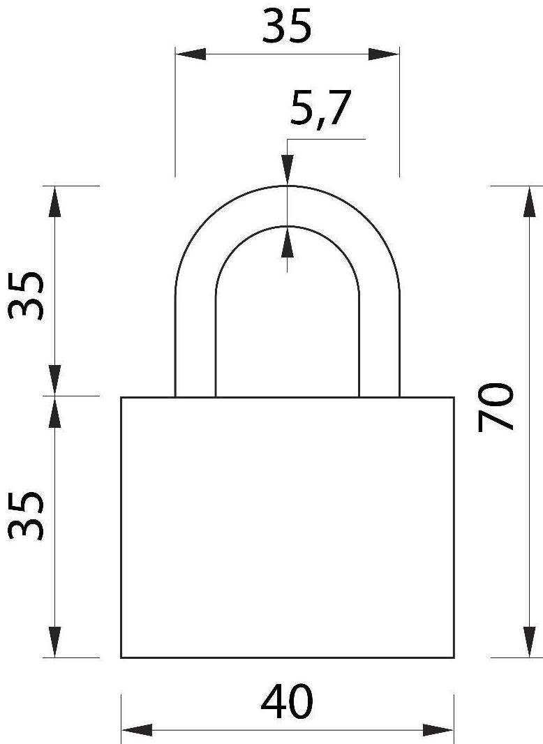 Замок навесной, 43х70 мм, 3 ключа