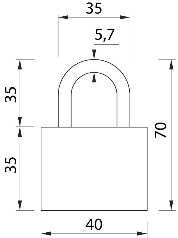 Замок навесной, 43х70 мм, 3 ключа