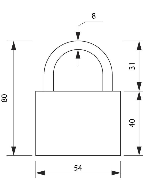 Замок навесной, 54х80 мм, 3 ключа