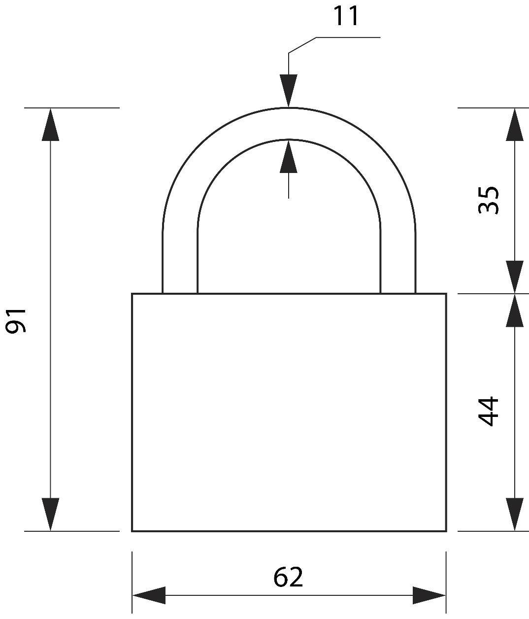 Замок навесной, 62х90 мм, 3 ключа