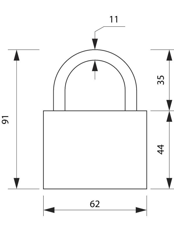 Замок навесной, 62х90 мм, 3 ключа