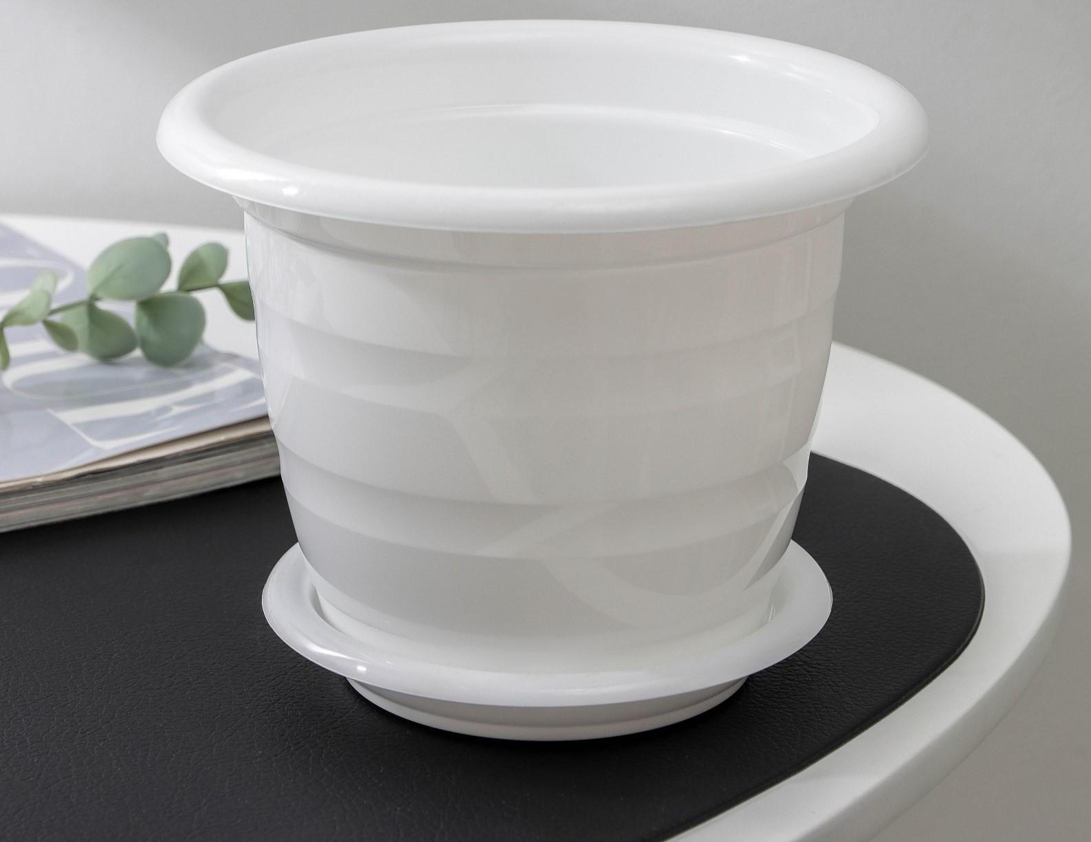 Горшок с поддоном «Виола», 1 л, цвет белый