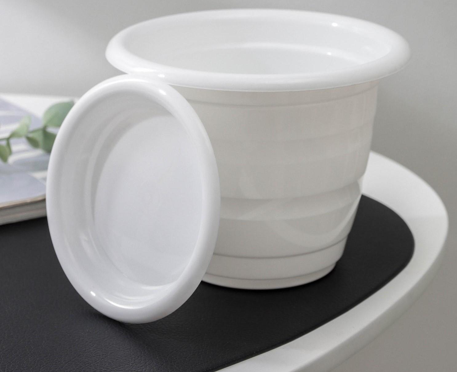 Горшок с поддоном «Виола», 1 л, цвет белый