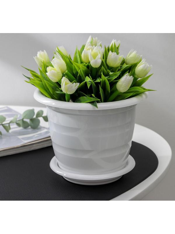 Горшок с поддоном «Виола», 1 л, цвет белый