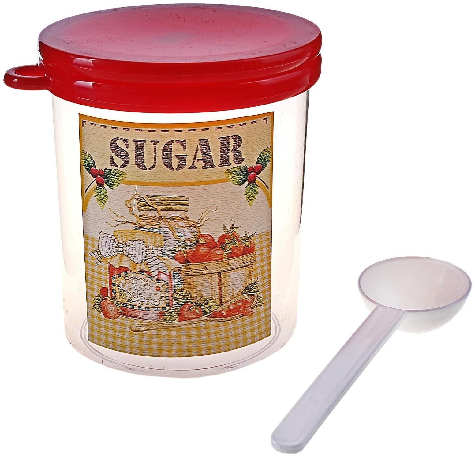 Ёмкость для сыпучих продуктов, «Ассорти. Сахар», 700 мл, с ложкой и крышкой, цвет МИКС