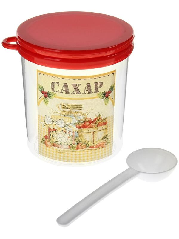 Ёмкость для сыпучих продуктов, «Ассорти. Сахар», 700 мл, с ложкой и крышкой, цвет МИКС
