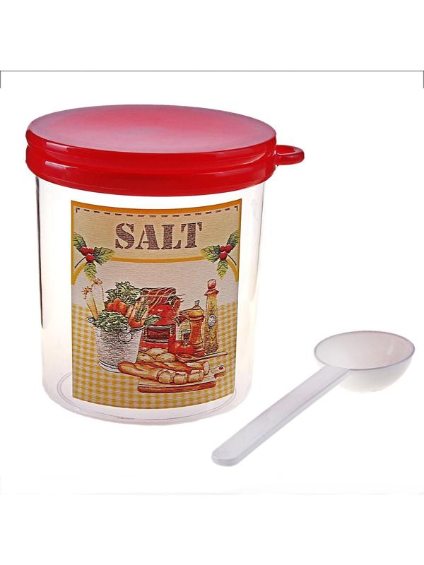 Ёмкость для соли «Ассорти», 700 мл, с ложкой и крышкой