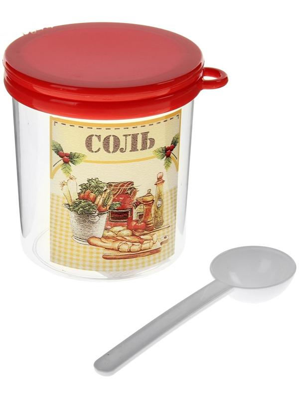 Ёмкость для соли «Ассорти», 700 мл, с ложкой и крышкой