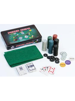 Покер, набор для игры (карты 2 колоды, фишки 300 шт.), с номиналом, 60 х 90 см