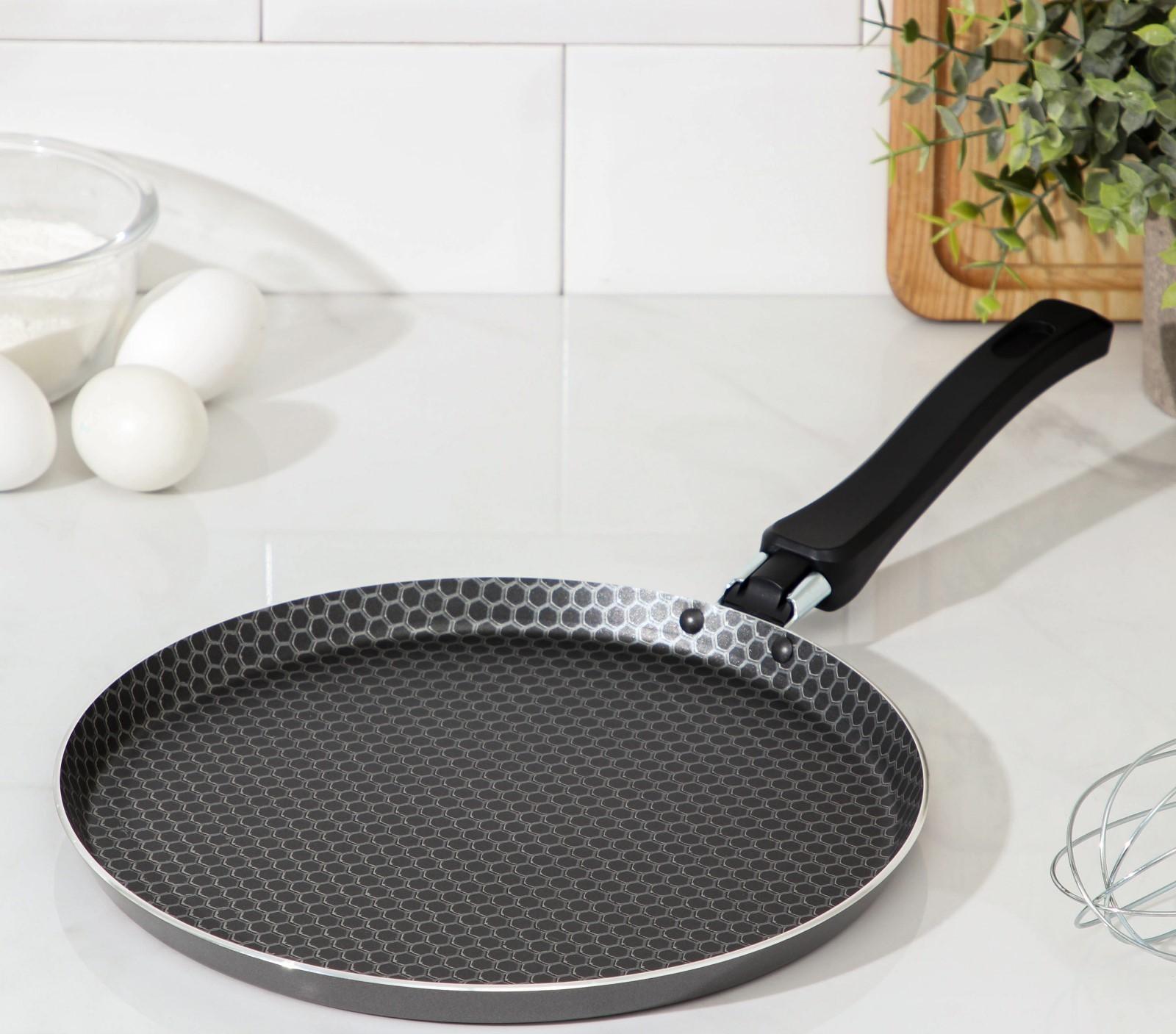 Сковорода блинная Discovery, d=25 см, пластиковая ручка, антипригарное покрытие, цвет серый