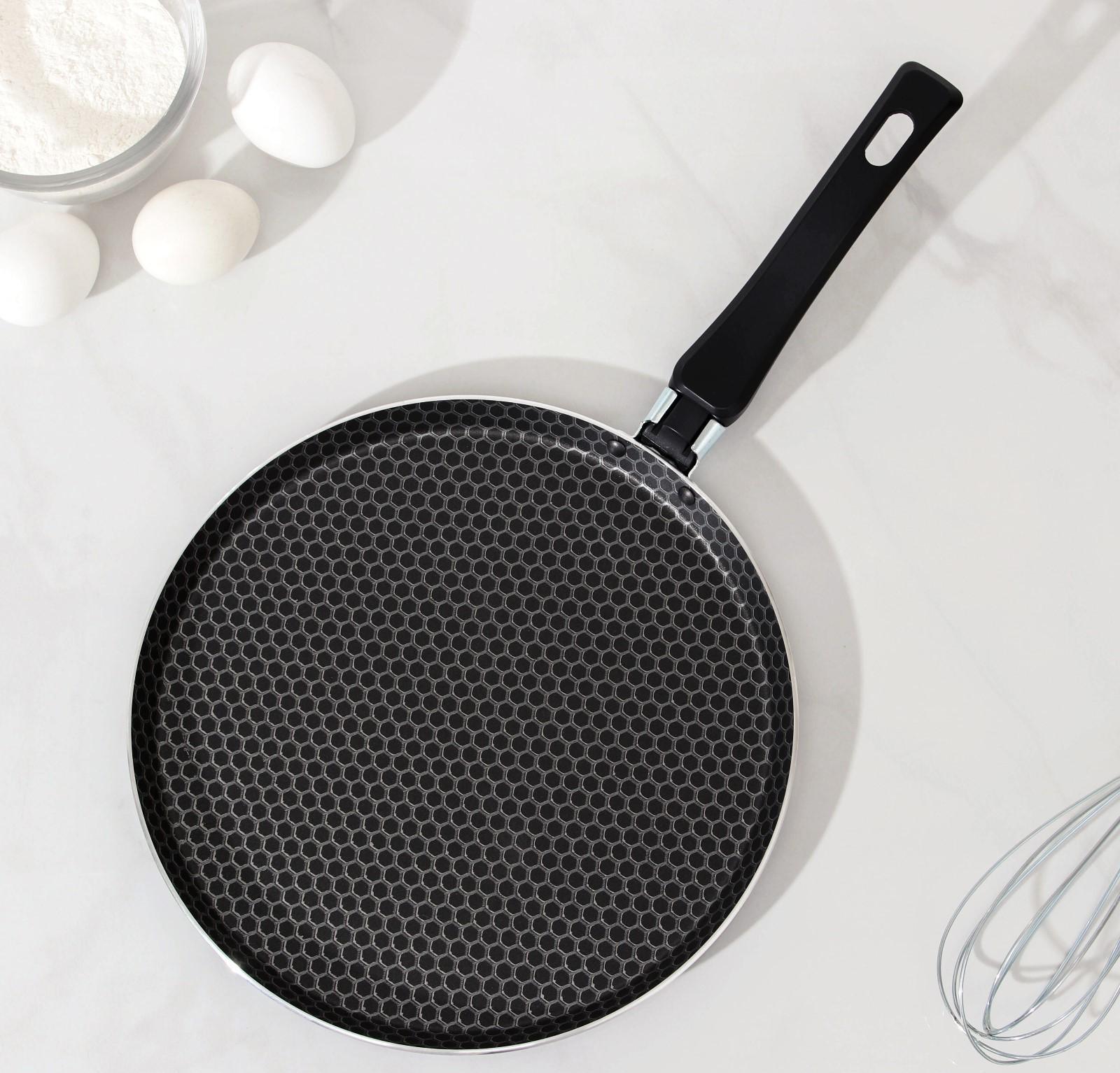 Сковорода блинная Discovery, d=25 см, пластиковая ручка, антипригарное покрытие, цвет серый