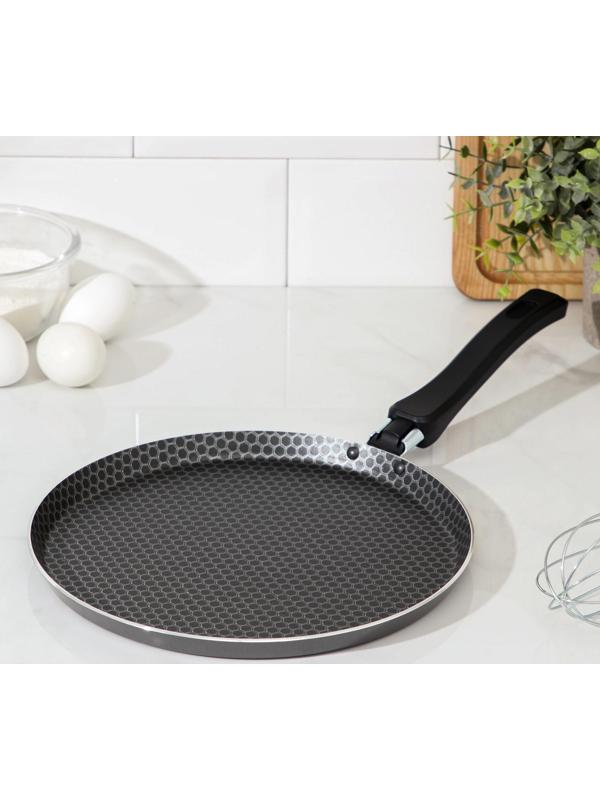 Сковорода блинная Discovery, d=25 см, пластиковая ручка, антипригарное покрытие, цвет серый