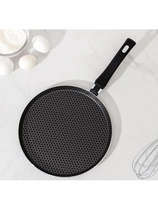 Сковорода блинная Discovery, d=25 см, пластиковая ручка, антипригарное покрытие, цвет серый