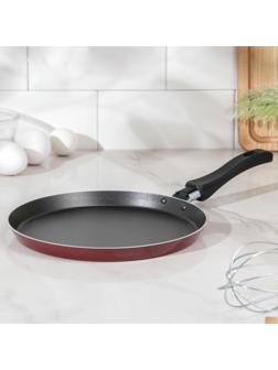 Сковорода блинная «Эксперт», d=22 см, пластиковая ручка, антипригарное покрытие, цвет бордовый