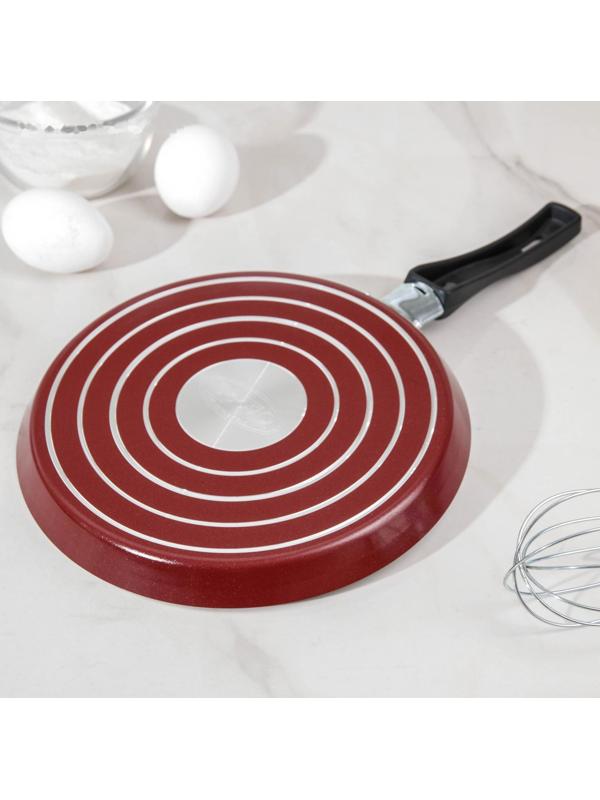 Сковорода блинная «Эксперт», d=22 см, пластиковая ручка, антипригарное покрытие, цвет бордовый