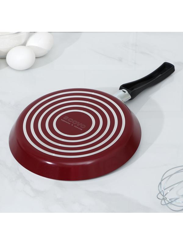Сковорода блинная «Эксперт», d=22 см, пластиковая ручка, антипригарное покрытие, цвет бордовый