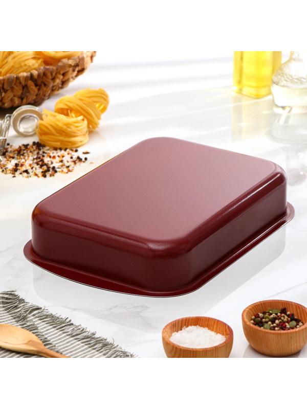 Противень «Эксперт», 34×24×6 см, антипригарное покрытие, цвет бордовый