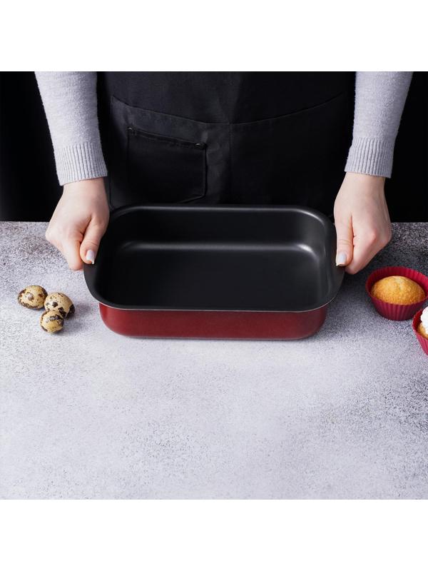 Набор противней «Эксперт», 3 предмета: 28,5×20 см, 34×24 см, 39,5×27 см, антипригарное покрытие, цвет бордовый