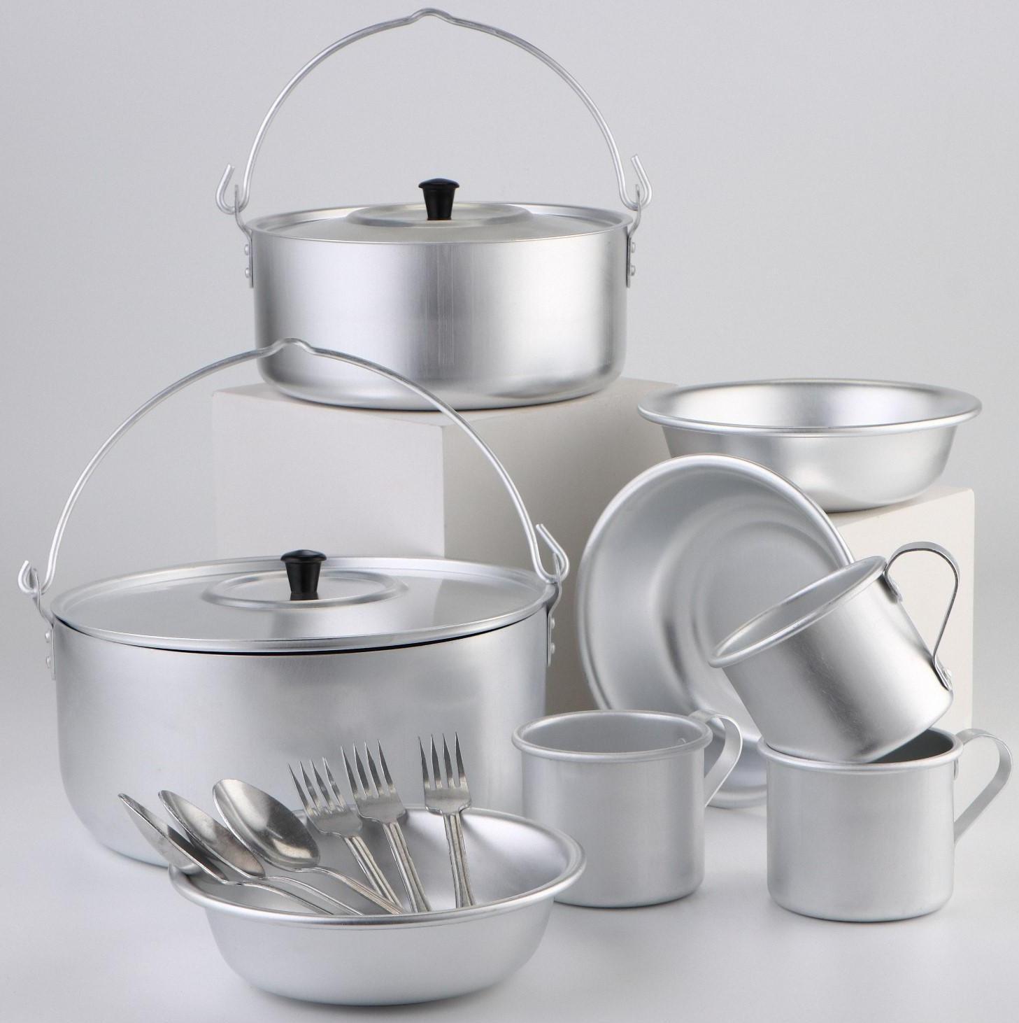 Набор походный в рюкзаке, 15 предметов, алюминиевые крышки