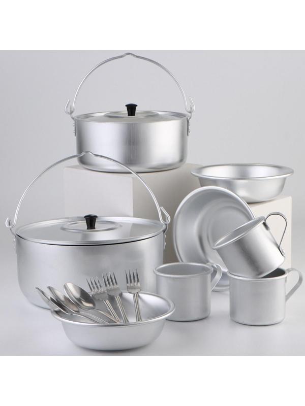 Набор походный в рюкзаке, 15 предметов, алюминиевые крышки