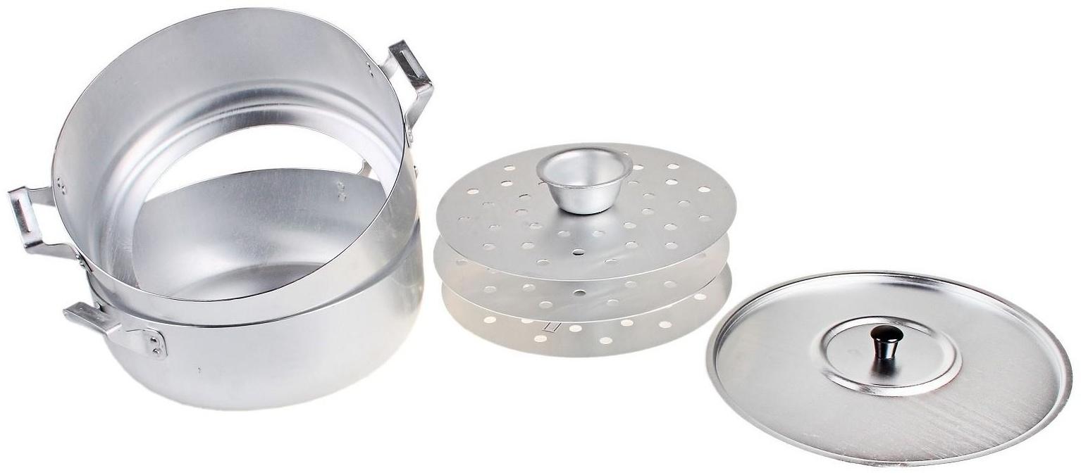 Мантоварка, 4,5 л, металлическая крышка, цвет хромированный