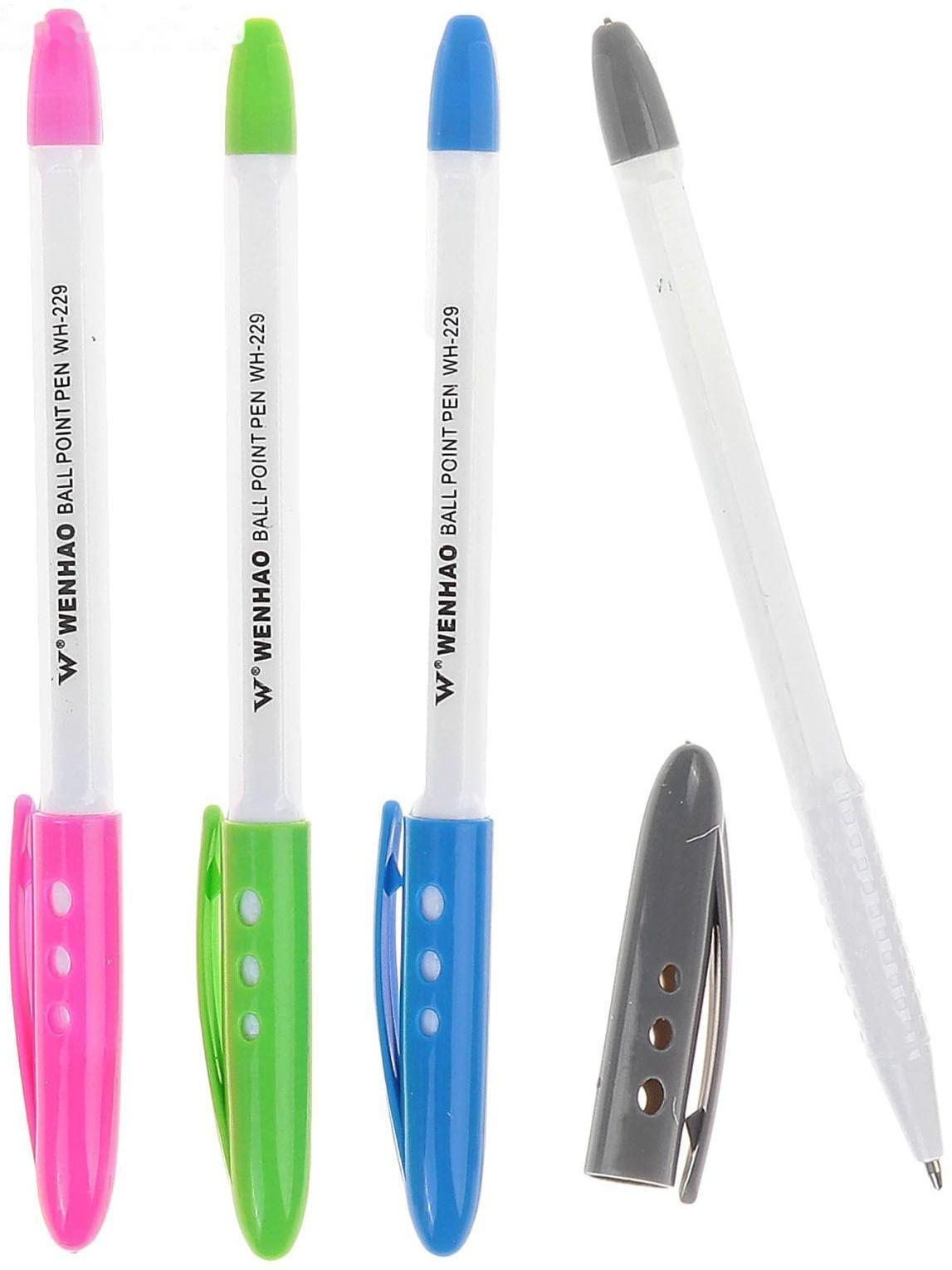 Ручка шариковая WH-229, 1.0 мм, стержень синий, с цветным колпачком