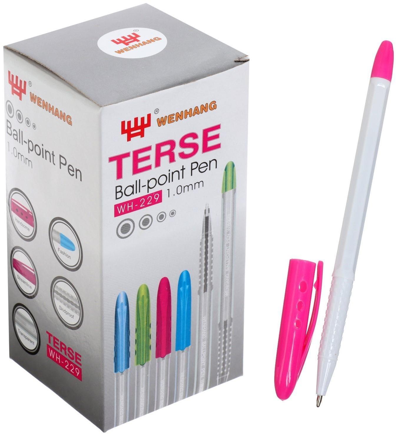 Ручка шариковая WH-229, 1.0 мм, стержень синий, с цветным колпачком