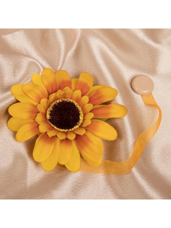 Подхват для штор «Подсолнух», 26,5 см, d = 12,5 см, цвет жёлтый