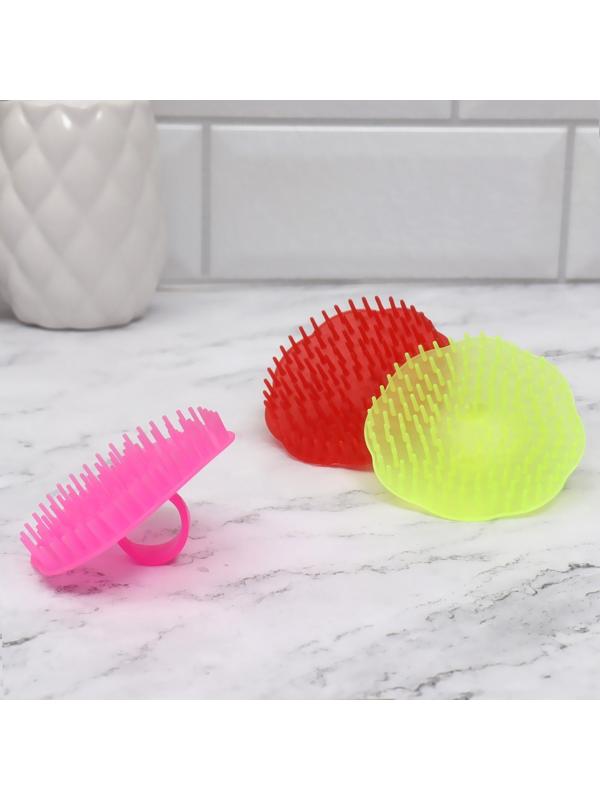 Щётка-массажёр для мытья головы, 7,5 × 7,5 × 3,5 см, фасовка 12 шт, цвет МИКС