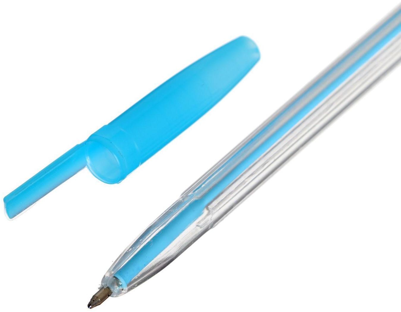 Набор ручек шариковых, 6 цветов, корпус прозрачный с цветными колпачками